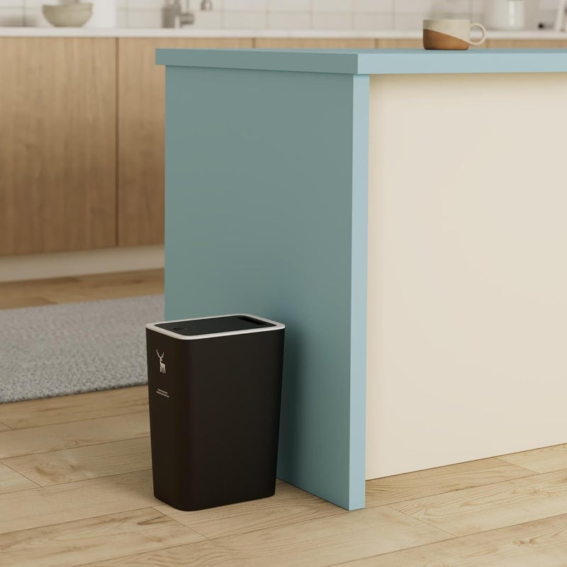 XPIY Trash Can with Lid, 2 Pack 4 Gallons/15 Liters Garbage Can with Press Top, Small Trash Can Dog Proof, Plastic Trash Bin, Waste Basket for Bathroom|Kitchen|Bedroom|Office (2, Black) - Image 2